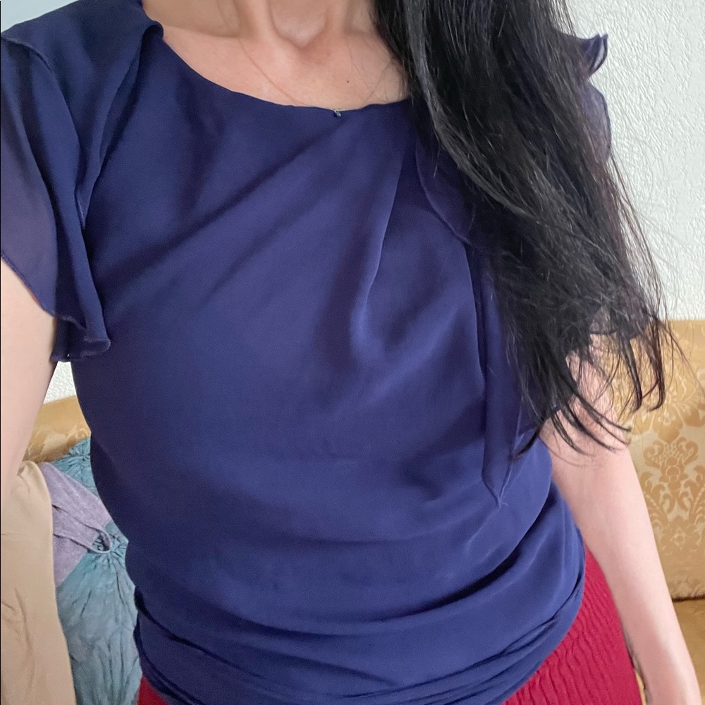 BCBDmaxazaria romantic short sleeve ruffle top blue violet